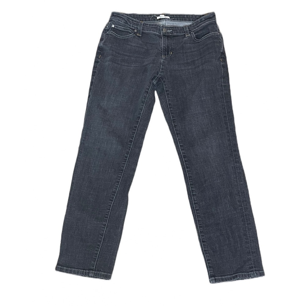 EILEEN Fisher Black Faded Wash Straight Petite Crop Jeans